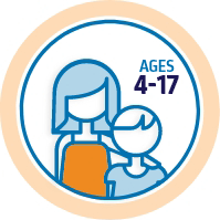 Icon of 2 children, ages 4 to 17